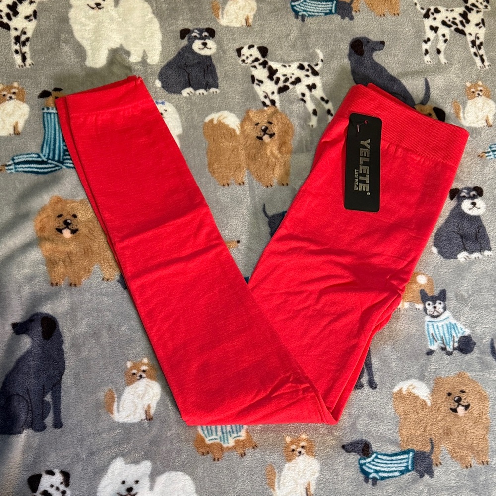 Yelete Vibrant Coral Red Leggings